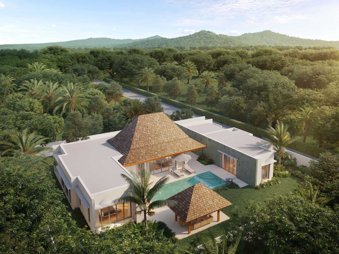 Anchan Emerald Type 3B villa aerial view, Pru Jampa, Phuket