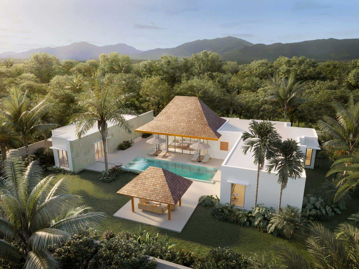 Anchan Mountain Breeze Type 4B villa aerial view, Pa Khlong Cheep, Phuket