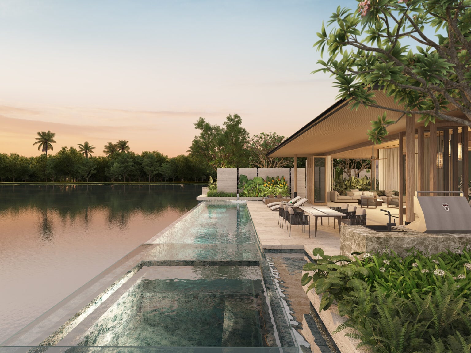 Yara Residences villa exterior with pool and garden, Phuket
